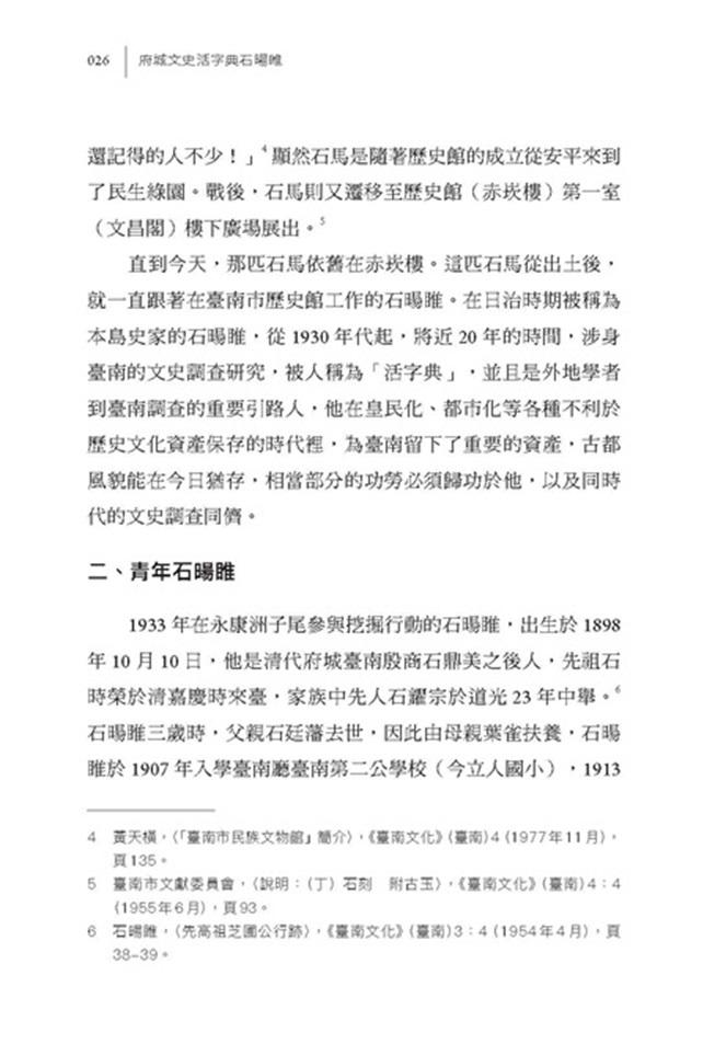 成為臺南:府城文史活字典石暘睢
